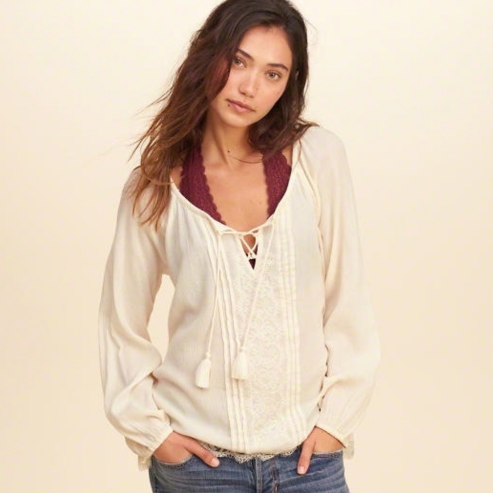 Women's Cream Lace Detail Top